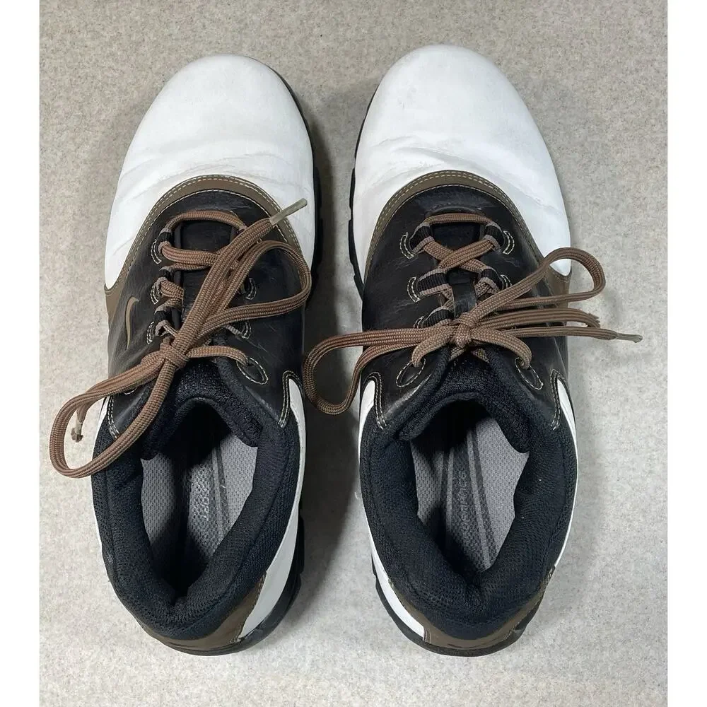 Nike Golf Shoes Brown White 309894-121 Leather Golfing Cleats Men’s Size 9.5